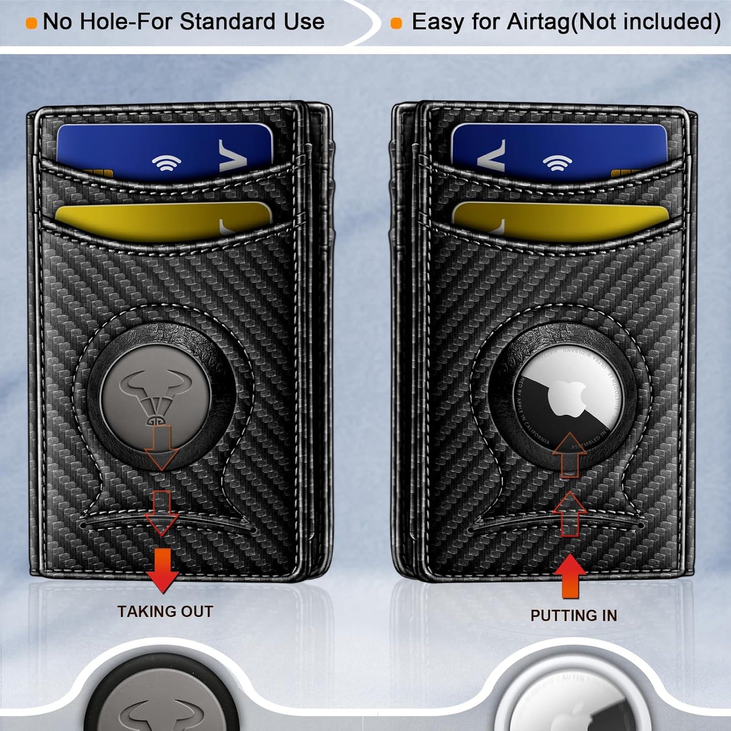 BULLIANT Men Airtag Wallet,Slim Wallet Money Clip Card Holder Magnetic Closure 12 Cards in Front Pocket RFID Blocking