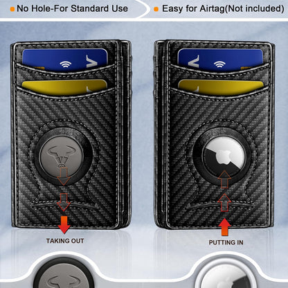 BULLIANT Men Airtag Wallet,Slim Wallet Money Clip Card Holder Magnetic Closure 12 Cards in Front Pocket RFID Blocking