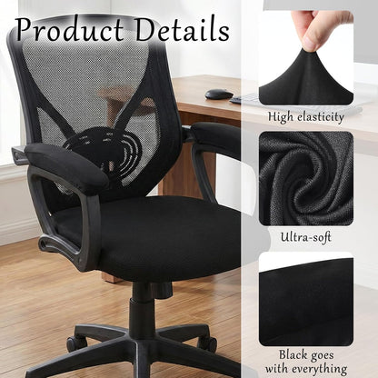 2 Pcs Office Chair Armrest Covers, Stretchable Armrest Protectors, Removable Arm Rest Covering, Washable Office Seat Hand Rest Protector for Computer Chair, Black