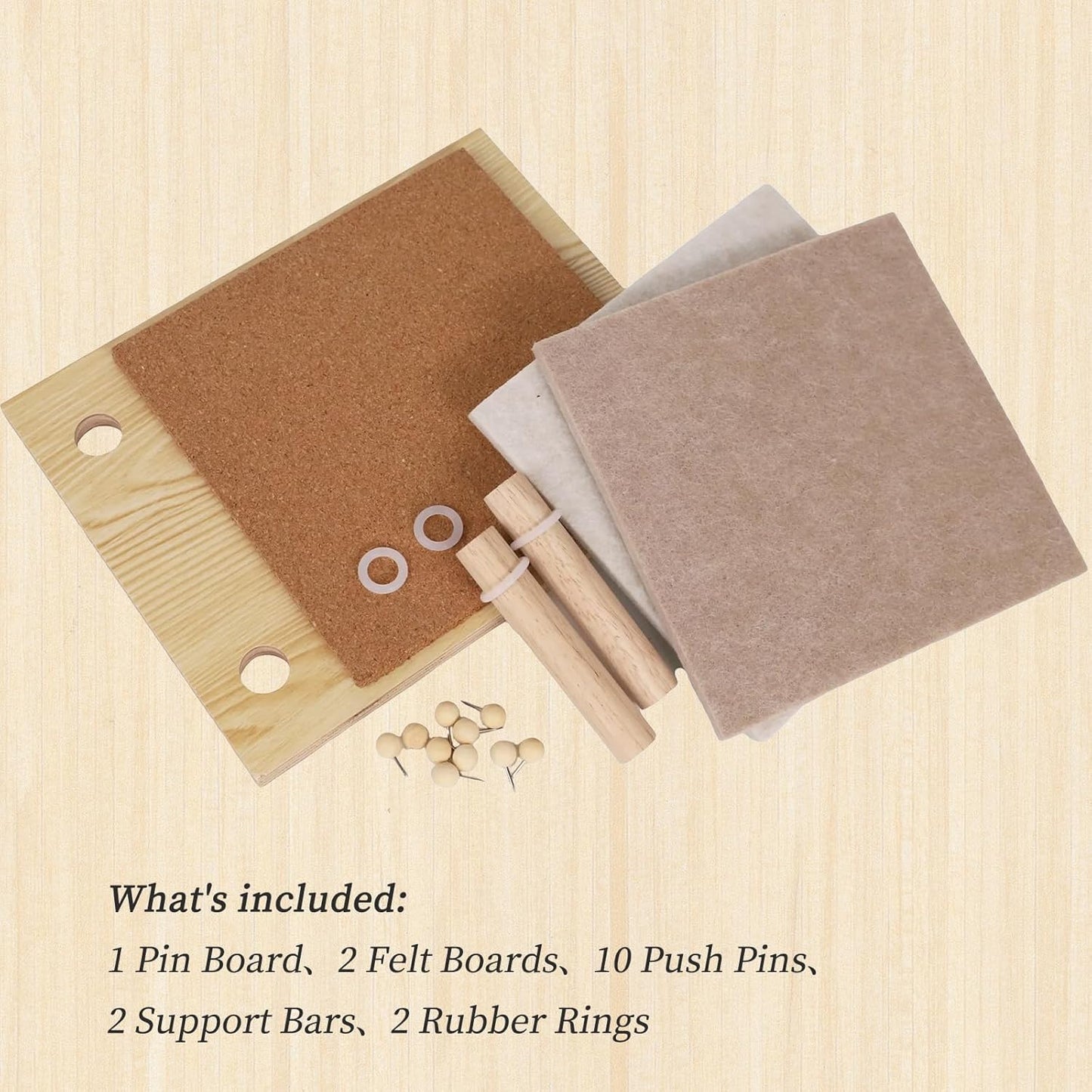 9.5x7.5inch Pin Board Cork Board, Bulletin Board Message Board with 10 PCS Wood Push Pins, Desktop Cork Display Stands for Home School Office Décor