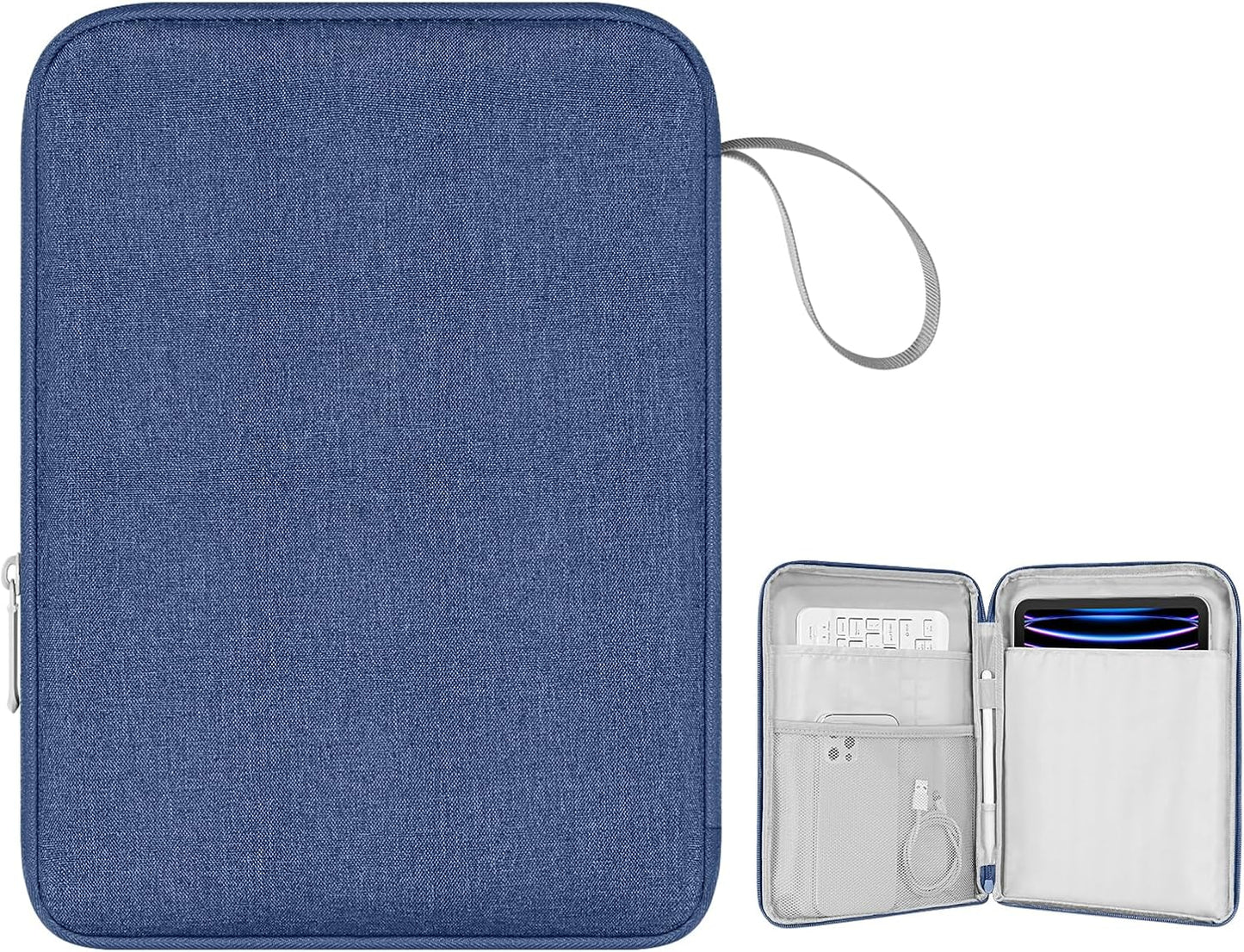 DTTO 9-11 Inch Tablet Sleeve with Handle for iPad 11-inch A16 / Air 11-inch M3 M2, iPad 10th Gen 10.9", iPad 9/8/7th Gen 10.2", iPad Air 5/4th Gen 10.9", iPad Pro 11, Galaxy Tab A9+, Blue
