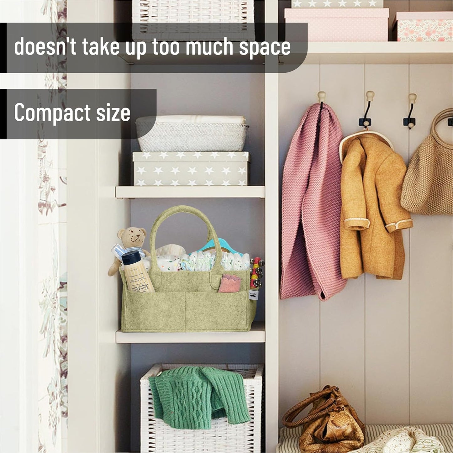 Mr. Pen- Baby Diaper Caddy Organizer, Gray, Medium, Nursery Storage Bin and Car Organizer for Diapers and Baby Wipes