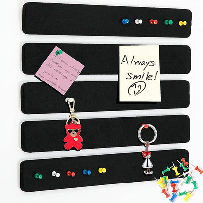 Felt Pin Board Bar Strips Bulletin Board for Bedrooms Offices Home Wall Decoration, Notice Board Self Adhesive Cork Board with 35 Push Pins for Paste Notes, Photos, Schedules