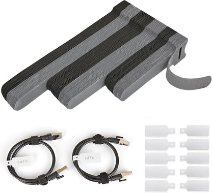 12 Inch Multi-Colour Cable Ties 50 PCS Reusable Fastening Cable Straps Adjustable Hook & Loop Organizer Straps Cords Management for Home, Office and Data Centers