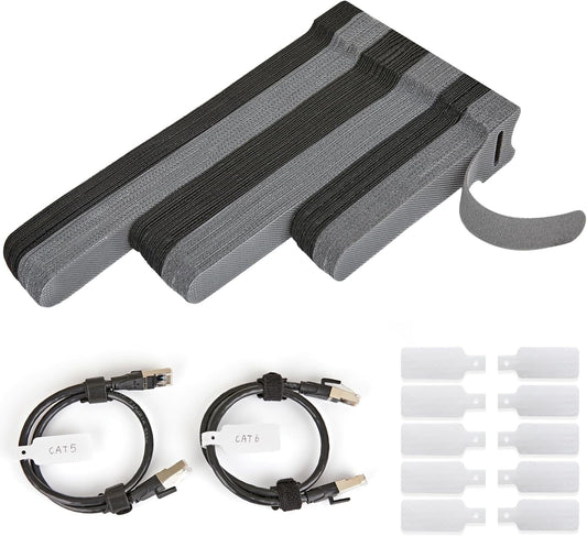12 Inch Multi-Colour Cable Ties 50 PCS Reusable Fastening Cable Straps Adjustable Hook & Loop Organizer Straps Cords Management for Home, Office and Data Centers