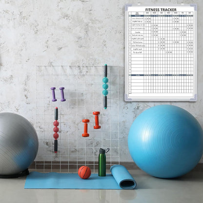 Lincia 16 x 12 Inch Fitness Tracker Whiteboard Workout Calendar for Home Gym Dry Erase Planner Hanging Removable to Do List for Wall Whiteboard with Aluminum Frame for Gym Program(Style A)