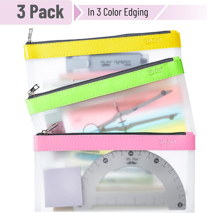 Mr. Pen- Clear Pencil Pouch, 8.50"x4.25", 3 Pack, Durable TPU Material, Medium Water-Resistant Pencil Bags with Smooth Zipper, Multipurpose Clear Pouch for Stationery, School, Office, Travel Supplies