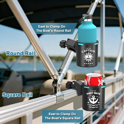 Marine Boat Rail Cup Holder, No Drilling Install On Bimini Top Conver Rail Or Pole, Grip Rail, Grab Bar, Boat Gifts for Boat Lover, Cup Holder for PWC, Jet Ski, Seadoo