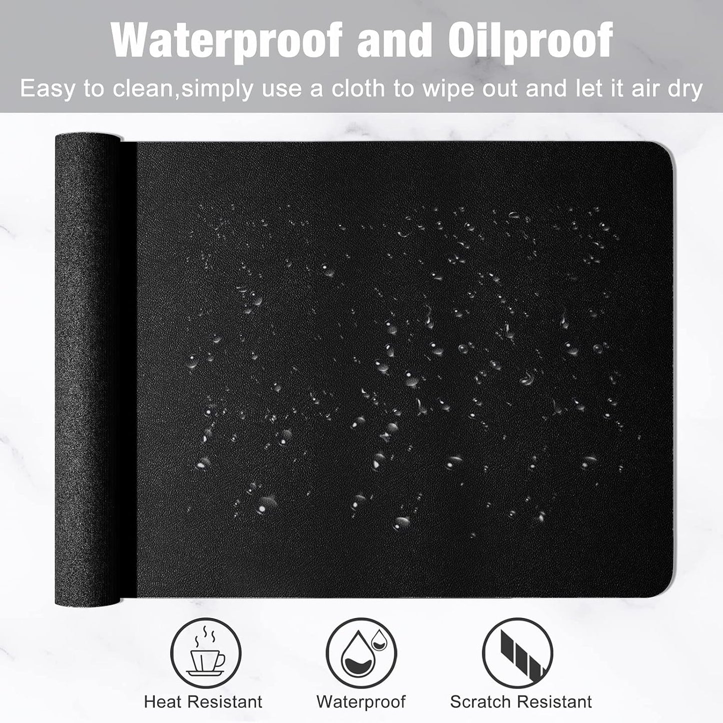 Hsurbtra Desk Pad, 23.6" x 13.8" PU Leather Desk Mat, M Extended Mouse Pad, Waterproof Desktop Blotter Protector, Non-Slip Ultra Thin Small Laptop Keyboard Writing Mat for Office Home, Pink
