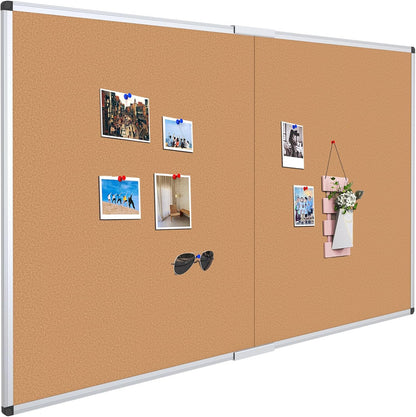 VIZ-PRO Cork Notice Board, 36 X 24 Inches, Silver Aluminium Frame