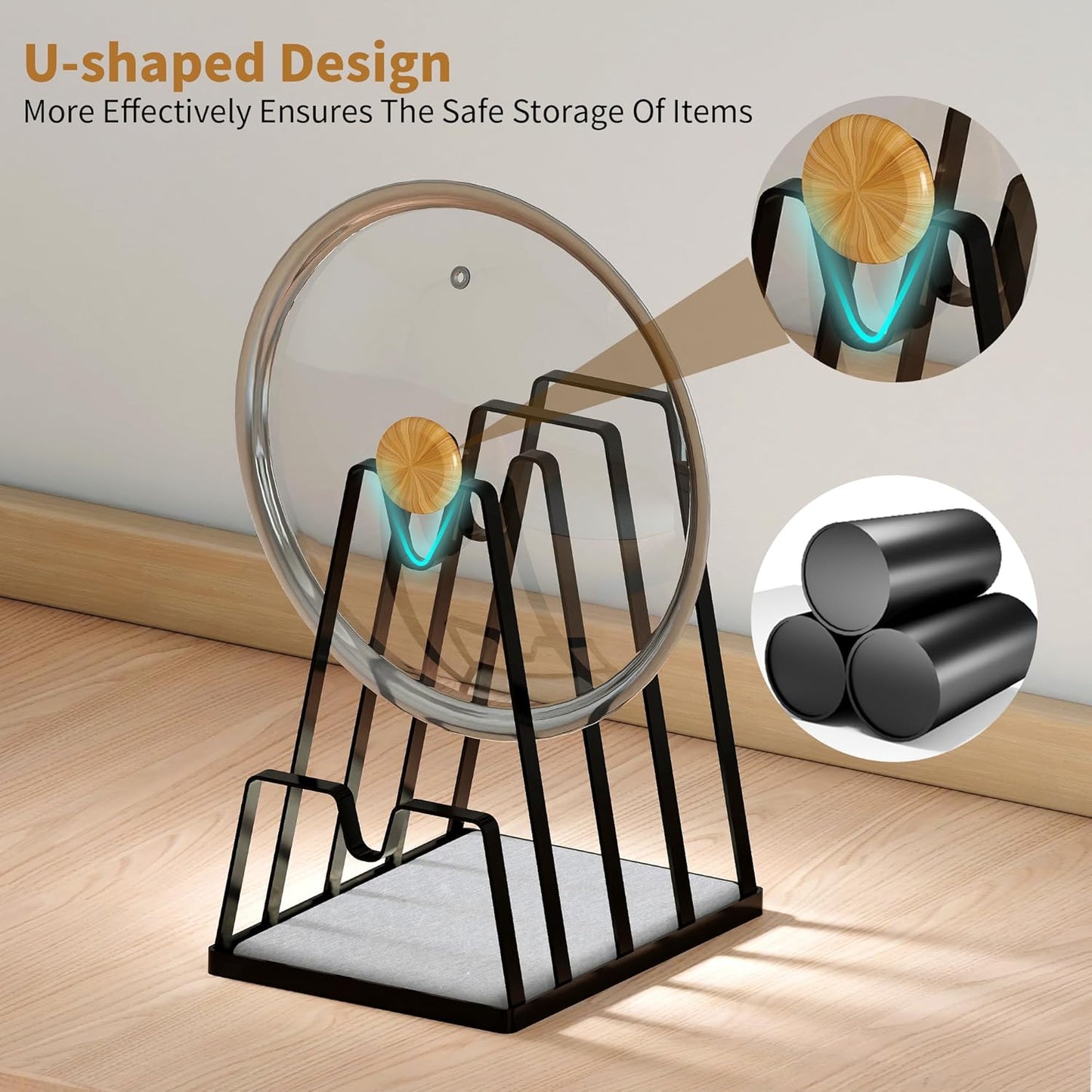 YIGII Cutting Board Holder& Pan Lid Organizer - Spoon Rest& Cutting Board Stand, Baking Sheet Organizer, Built in Quick Dry Stone tray