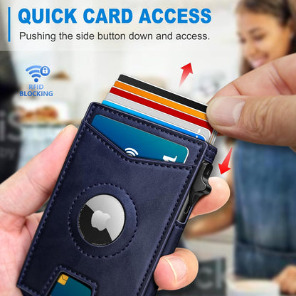 miyozi Airtag Wallet for Men Money Clip 9-Card Pop-Up Credit Card Holder with ID Window RFID Blocking Metal Case Magnetic Closure Front Pocket Wallet Gift Box | with Money Clip