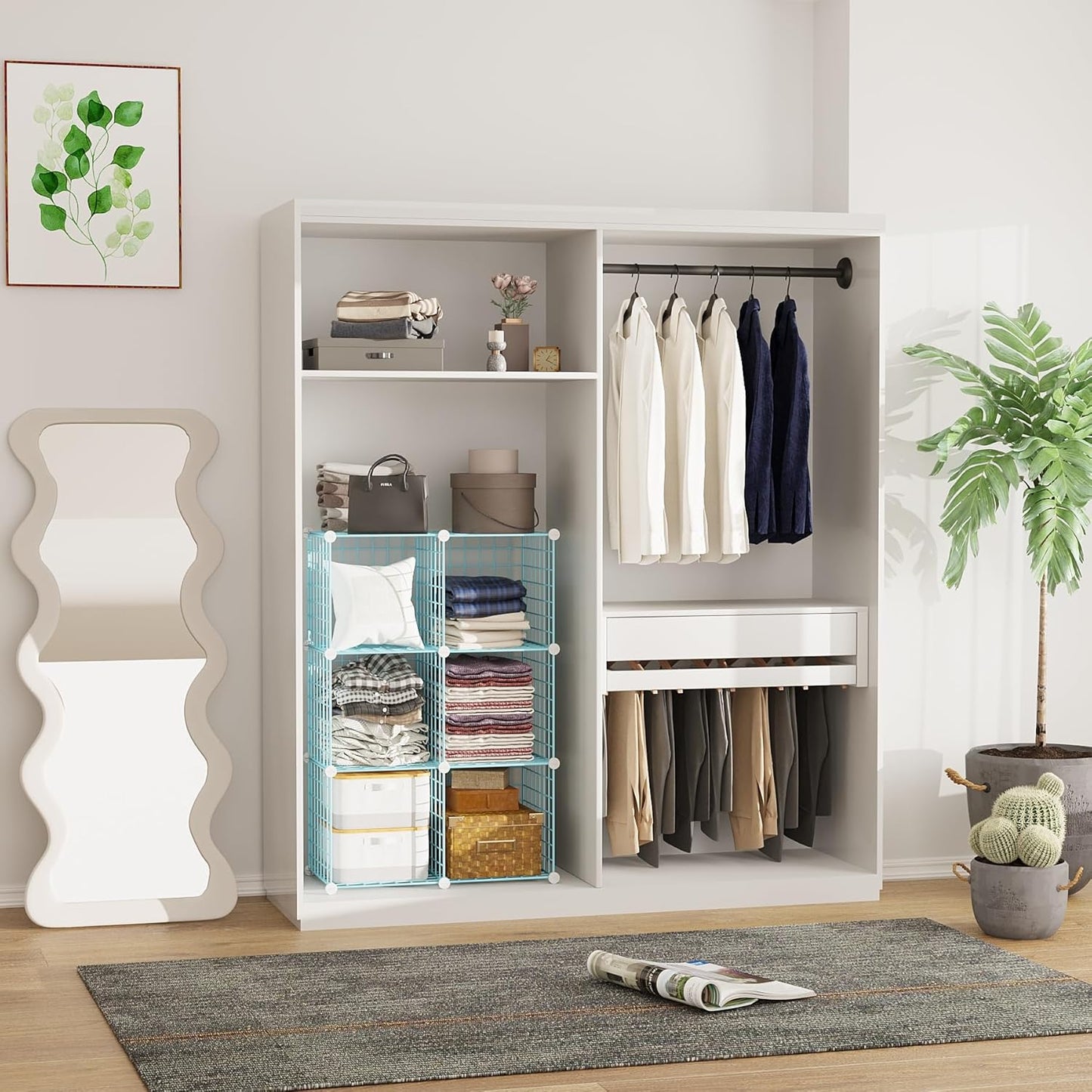C&AHOME Wire Cube Storage, 6 - Cube Organizer Metal C Grids, Modular Shelves Units, Storage Bins Shelving, Closet Organizer, Ideal for Home, Office, Living Room, 36.6”L x 12.4”W x 36.6”H Black