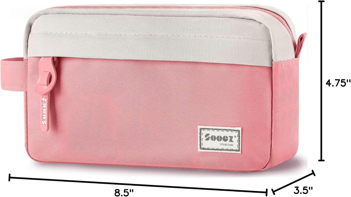 Sooez Original High Capacity Pencil Case, Big Pencil Bag Pouch Box Organizer Pen Case, Aesthetic Supply for Girls Adults, Portable Journaling Supplies with Easy Grip Handle & Loop, Mint Green