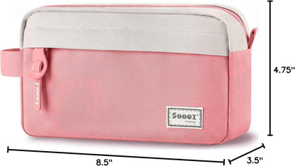 Sooez Original High Capacity Pencil Case, Big Pencil Bag Pouch Box Organizer Pen Case, Aesthetic Supply for Girls Adults, Portable Journaling Supplies with Easy Grip Handle & Loop, Mint Green