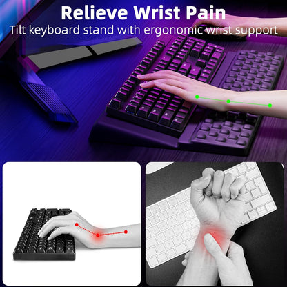 Ospelelf Tilt Keyboard Stand with Wrist Rest, Comfy Ergonomic Keyboard Riser Holder for Office Home