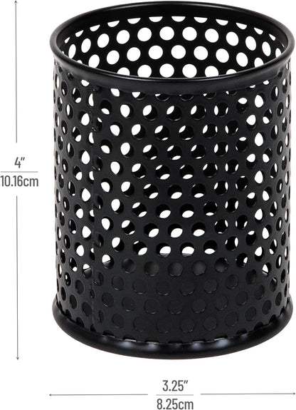Mind Reader Metal Pen Cups, Mesh Pencil Holders, Desktop Organizer Set, Metal, Set of 3, Black