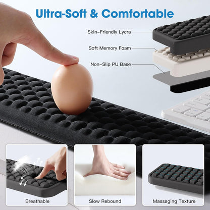 MEKASS L-Shaped Desk Wrist Rest Elbow, Forearm & Wrist Comfort Support for Table or Desk Edge, Non-Slip, Memory Foam Padding 2-Piece Set (Oval Black