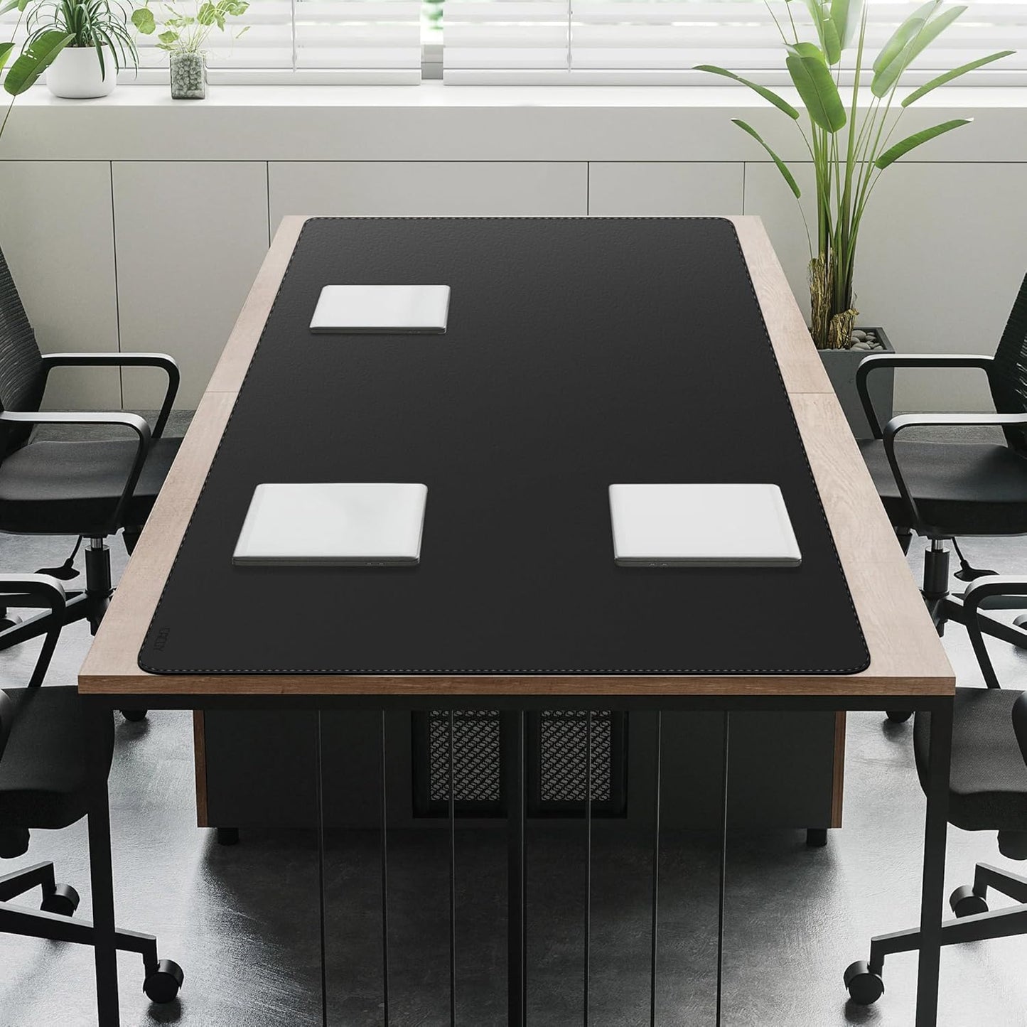 Cacoy 36" x 20" Leather Desk Mat for Home Office, Extra Large PU Leather Desk Pad Blotters, Waterproof Computer Keyboard Mat, Extended Gaming Mouse Pad, Desk Protector for Desktop and PC Laptop, Black