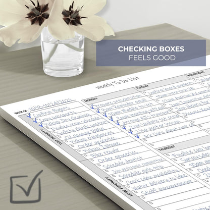 TO DO List Planner Notepad, 60 Page Planning Pad. Undated ToDo Checklist w/Priority & Note Sections. Organize & Track Projects, Clients or Daily Tasks. 8.5 X 11, A4 Tear Sheets.