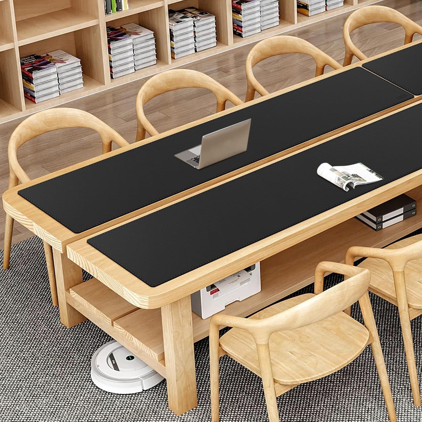 Cacoy 36" x 20" Leather Desk Mat for Home Office, Extra Large PU Leather Desk Pad Blotters, Waterproof Computer Keyboard Mat, Extended Gaming Mouse Pad, Desk Protector for Desktop and PC Laptop, Black