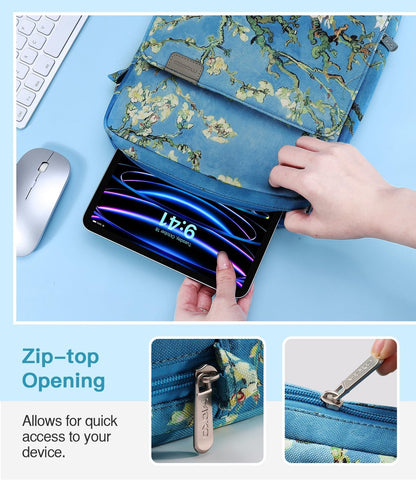 MoKo 13 Inch Tablet Sleeve Bag, Fits with 13 Inch New iPad Pro M5 & Air M4/M3, iPad Pro 12.9 M2&M1,Surface Laptop Go 12.4,Galaxy Tab S8+/S9+ 12.4,Handle Carrying Case with Shoulder Strap,Black &Gray