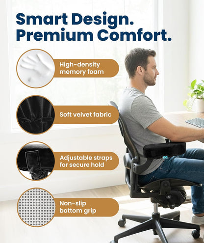 Elevate Series by Everlasting Comfort Office Chair & Wheelchair Arm Pads - Memory Foam ArmRest Covers for Desk, Gaming Chair, Arm Pillow Seat Cover Cushions & Protectors to Relieve Pressure for Elbows