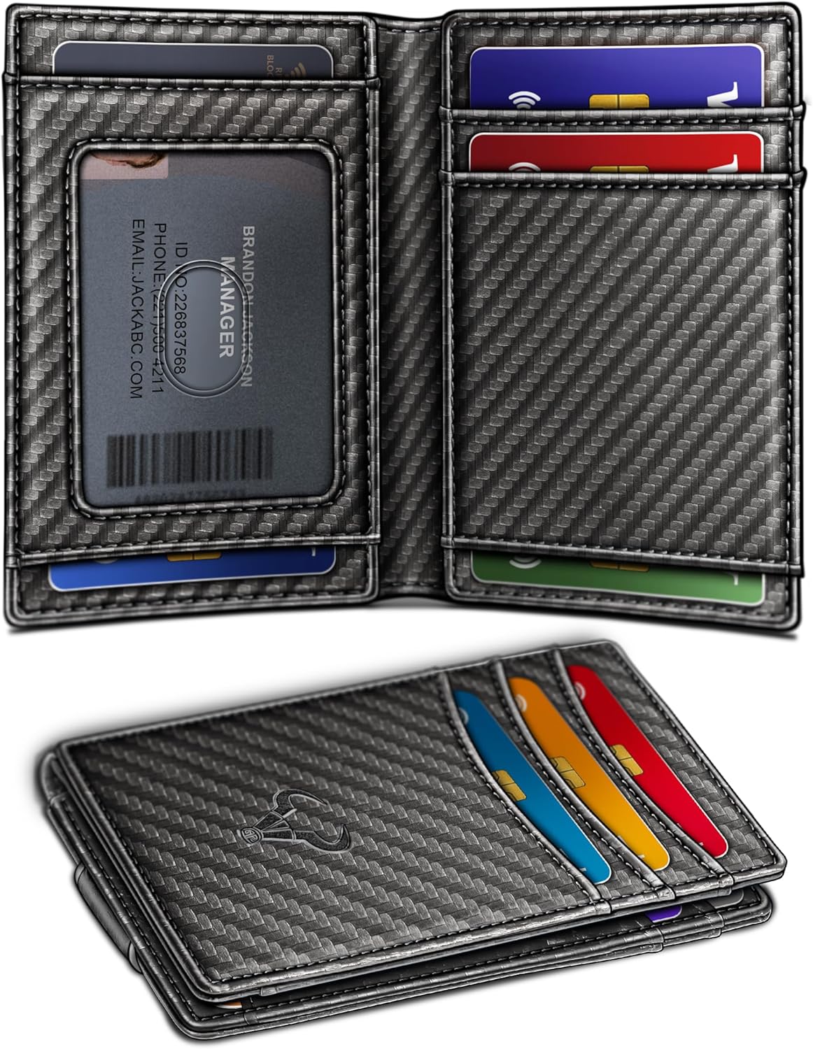 BULLIANT Men Airtag Wallet,Slim Wallet Money Clip Card Holder Magnetic Closure 12 Cards in Front Pocket RFID Blocking