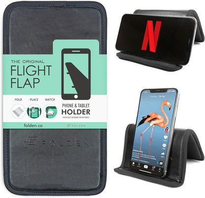 Flight Flap Airplane Phone Holder, Flexible Cell Phone Holder, Folding Cellphone Stand for Desk, Bed, Office, Treadmill - Airplane Gadgets for Long Travel Accessories - Plane Essentials (Green)