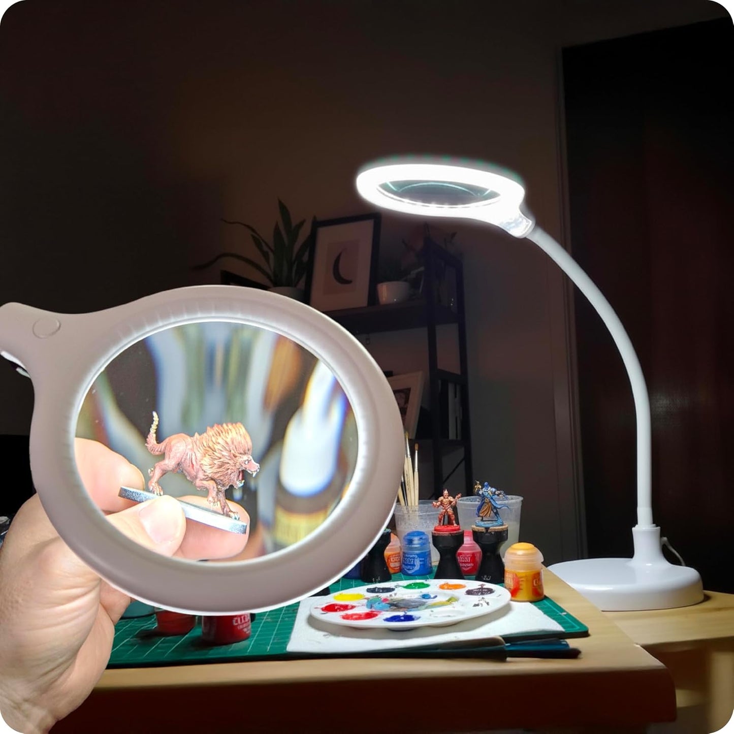 Brightech LightView Pro Flex 2 in 1 Magnifying Desk Lamp, 2.25x Light Magnifier, Adjustable Gooseneck Magnifying Glass with Light for Crafts, Reading, Close Work