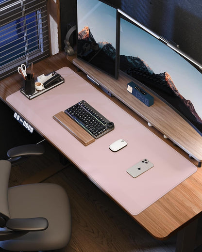 AFIING Desk Pad Protector 23.6" x 13.7" - Non-Slip Waterproof PU Leather Desk Mat for Mouse, Keyboard, Laptop, Office and Home Workspace (Beige)