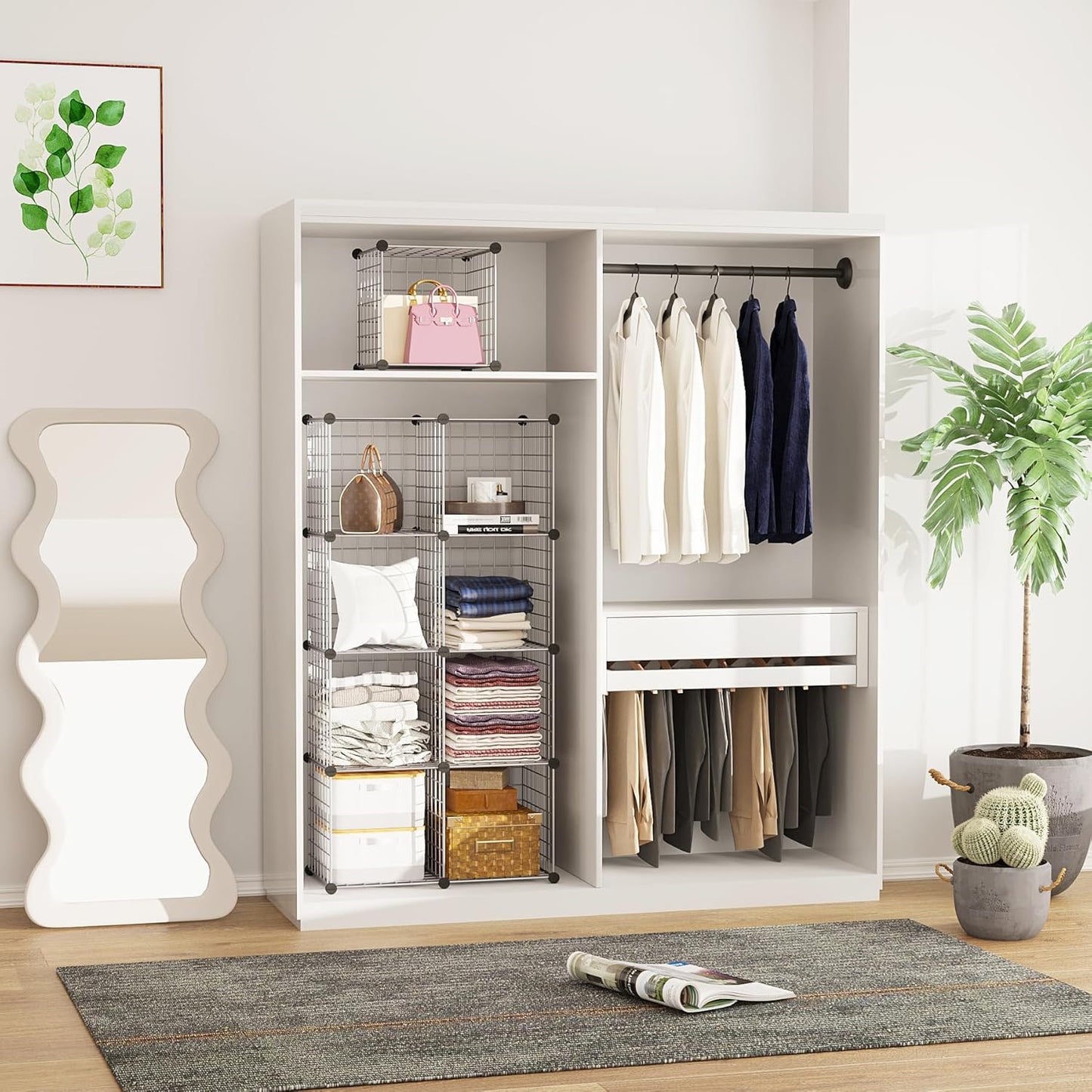 C&AHOME Wire Cube Storage, 6 - Cube Organizer Metal C Grids, Modular Shelves Units, Storage Bins Shelving, Closet Organizer, Ideal for Home, Office, Living Room, 36.6”L x 12.4”W x 36.6”H Black