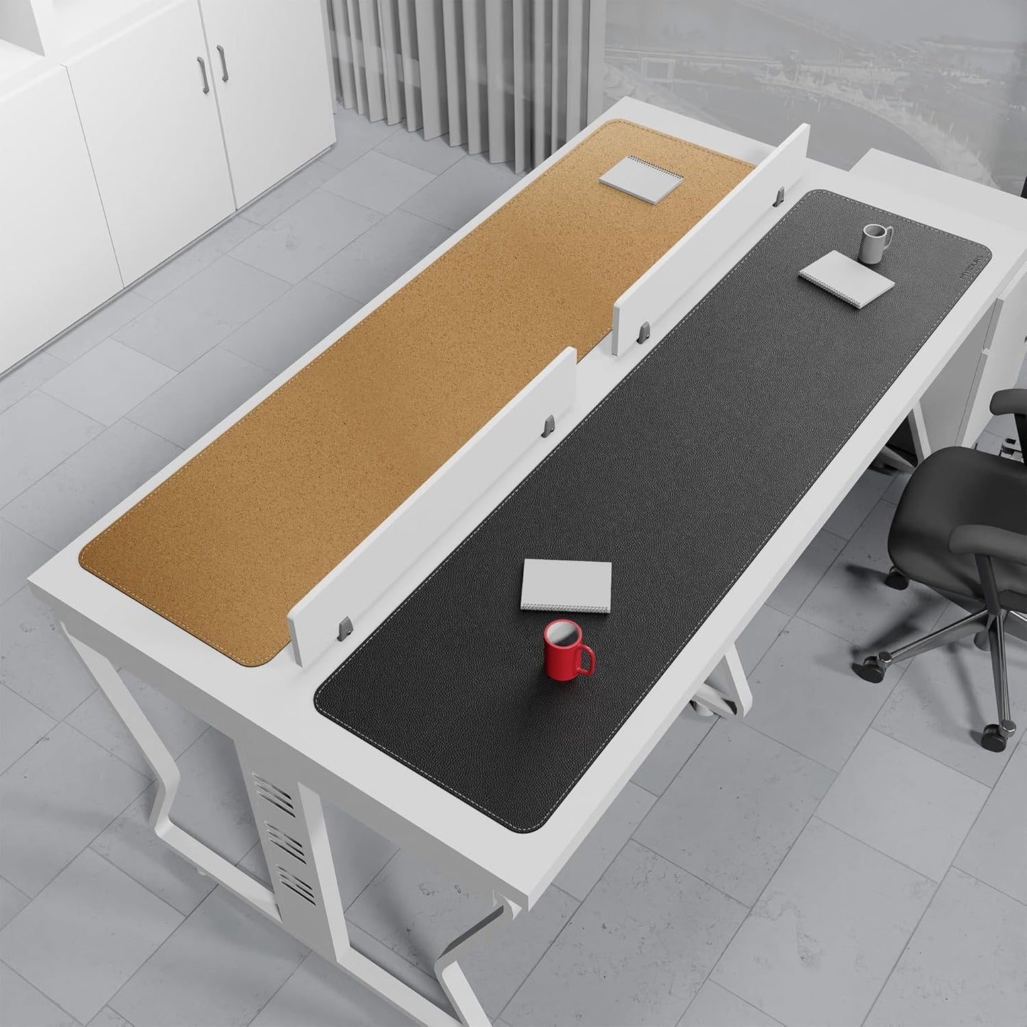 Mydours 40" x 20" Extra Large Desk Mat, PU Leather & Cork Desk Pad, Large XXL Desk Mouse Pad for Workstation, Office, Home, Computer Desk Mat with Keyboard & Mouse (Black)