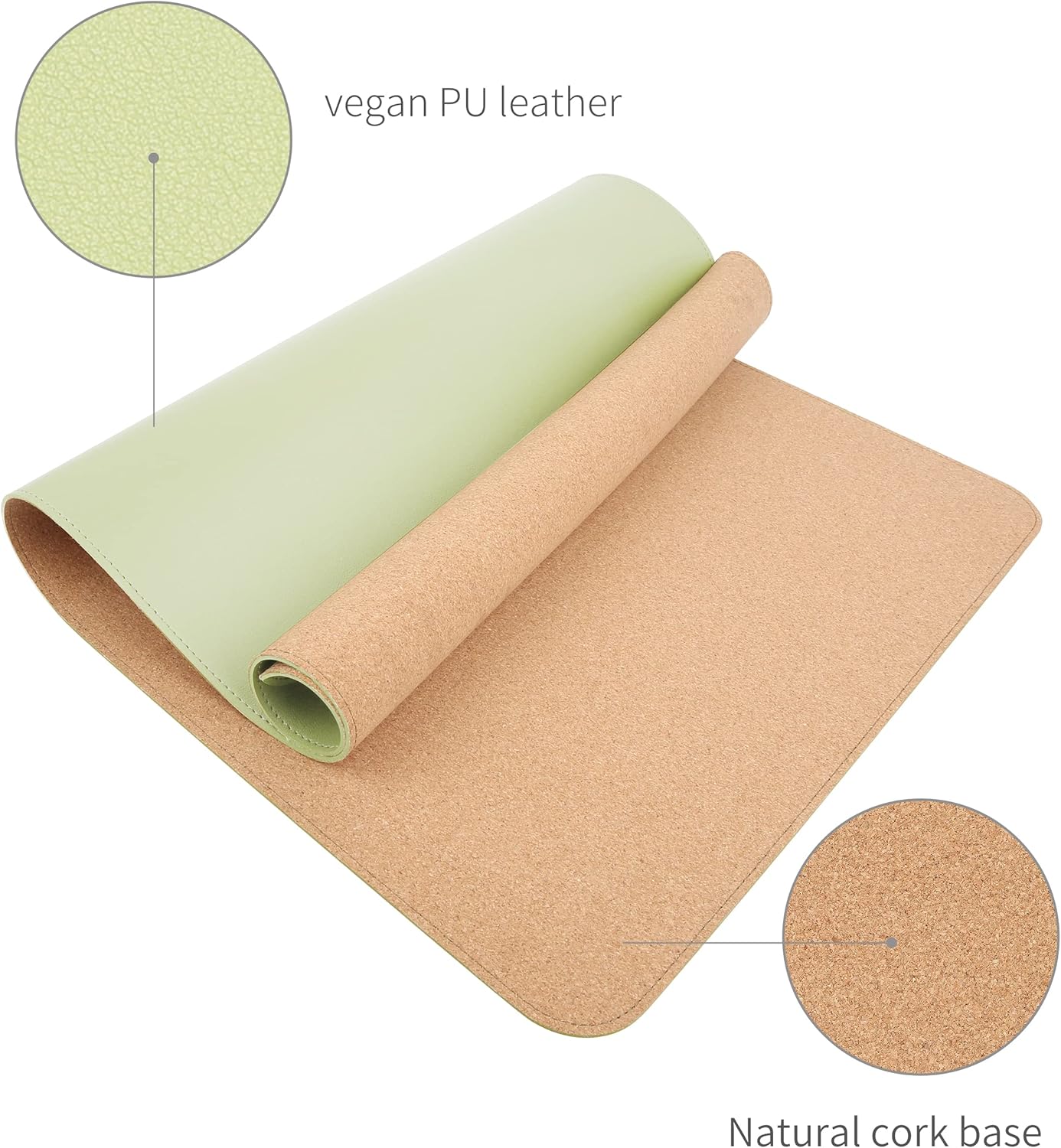 RENMTURE Dual-Sided Mouse Pad, Natural Cork & PU Leather Large Desk Pad for Office and Home Work, Desk Protector Non-Slip, Waterproof, Easy Clean (Olive Green, 32"x16")