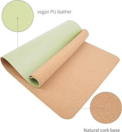 RENMTURE Dual-Sided Mouse Pad, Natural Cork & PU Leather Large Desk Pad for Office and Home Work, Desk Protector Non-Slip, Waterproof, Easy Clean (Olive Green, 32"x16")
