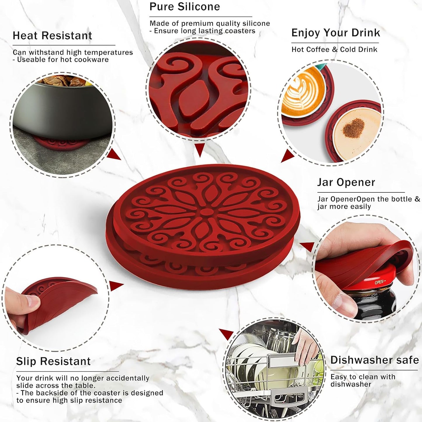 Silicone Coasters for Drinks,Resistant Reusable Drink Coasters-Great Gift for Birthday, Housewarming,Room Decor,Holiday Party (*2-Gray)