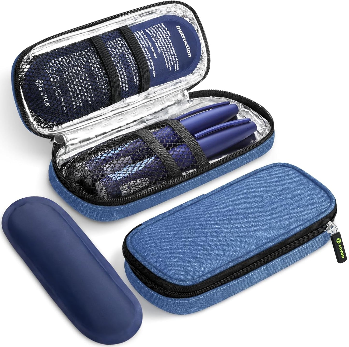 AUVON Insulin Cooler Travel Case with 2 x 90g TSA Approved Ice Packs, Diabetic Medication Insulated Cooling Bag for Insulin Pens and Diabetic Supplies Storage, Compact for Daily Life and Trips
