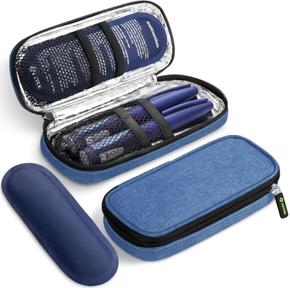 AUVON Insulin Cooler Travel Case with 2 x 90g TSA Approved Ice Packs, Diabetic Medication Insulated Cooling Bag for Insulin Pens and Diabetic Supplies Storage, Compact for Daily Life and Trips