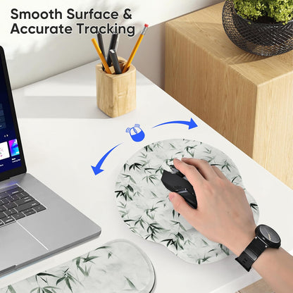 RICHEN Keyboard Wrist Rest and Mouse Pad with Wrist Support, Memory Foam Set for Gaming and Office, Comfortable & Lightweight for Easy Typing & Pain Relief (White Butterflies)