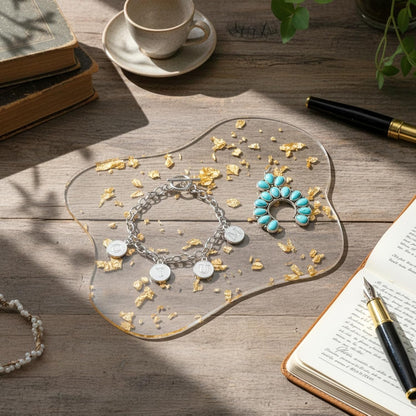 Acrylic Coaster for Desk Accessories, Irregular Gold Foil Drink Coasters, Clear Cloud Shape Coffee Cup Coasters, Tabletop Protection, Accessories Display