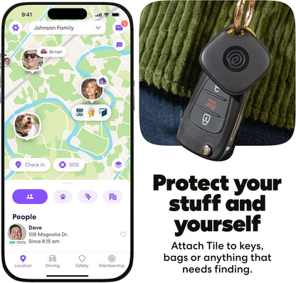 Life360 Tile - Bluetooth Tracker, Keys Finder and Item Locator for Keys, Bags and More. Phone Finder. Both iOS and Android Compatible. 2-Pack (Black/White)