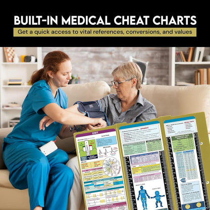 Nursing Clipboard Foldable with Medical Edition Cheat Sheets, 3 Layers Aluminum Foldable Clipboard for Nursing, Notepad for Students, Nursing School Essentials (Black)