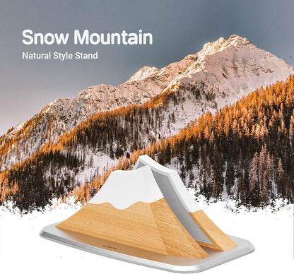 AFOOYO Vertical Dual Laptop Stand - Snow Peak-Shaped Wooden Adjustable Laptop Holder,2 Slots Desktop Dock Compatible with All MacBook, Surface,Chromebook,Dell & More(Beechwood)