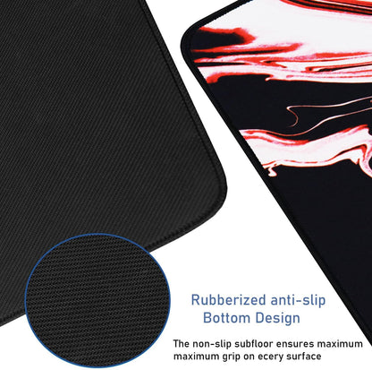Large Extended Gaming Mouse Pad with Stitched Edges, (31.5X15.7In) Durable Non-Slip Natural Rubber Base, Waterproof Computer Keyboard Pad Mat for Esports Pros/Gamer/Desktop/Office/Home-Black
