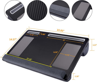 Extra Large Lap Laptop Desk- Home Office Portable LapDesk with Mouse Pad & Wrist Rest for Notebook/MacBook/Tablet, Sofa Bed Working, Writing, Drawing (Carbon Black, Fit Up to 17-inch Laptops)