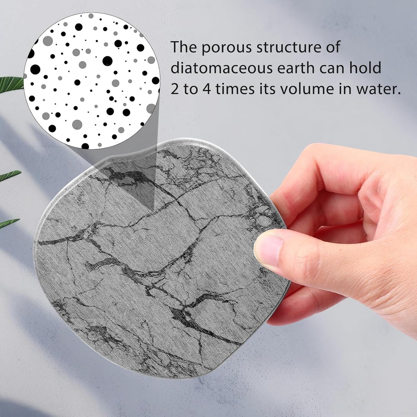 Diatomaceous Earth Coasters Set of 4，Cool Absorbent Quick-Dry Drink Coasters for Desks, Cute Modern Stone Design with Stylish White Aesthetic (4, White)