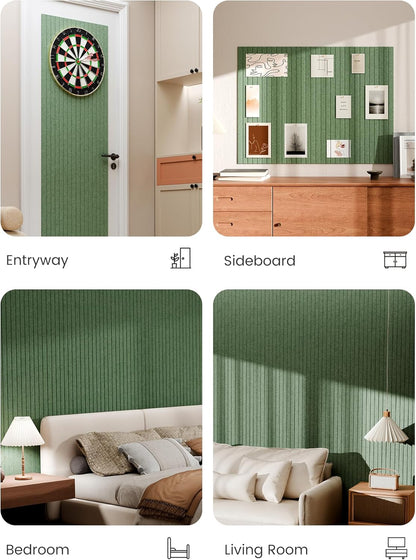 Bumusty Large Cork Board Alternative-48 x 36" Felt Bulletin Board Tiles, with 30 Pushpins, 70 Adhesive Tabs, Fine-Stripe 12-Pack, Cork Boards for Office Push Pin Board Felt Board-Oatmeal