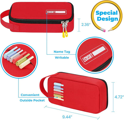 ECHSRT Big Pencil Case, Aesthetic Portable Zipper Pencil Bag with Hidden Pocket, Special Pouch for Men Women Adults, Stationery Organizer Pen Cases for Office Travel,Black