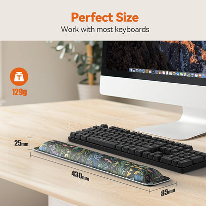 TECKNET Wrist Rest for Computer Keyboard, Thicken Memory Foam Wrist Support Pad for Keyboard, Ergonomic Palm Rest for Pain Relief, Anti-Slip Rubber Base, 17x3.3 in, 1 inch (25mm), Black