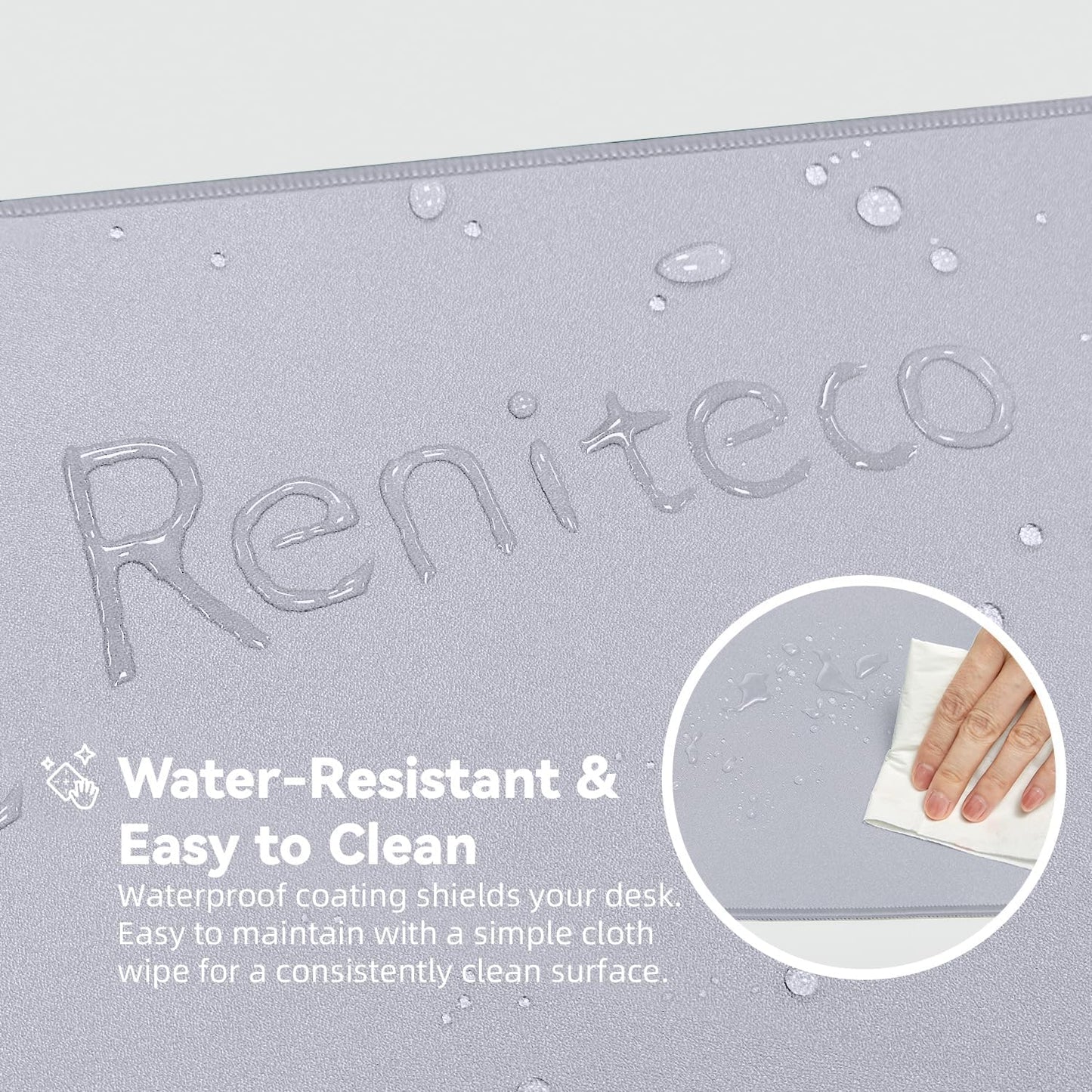 Reniteco Waterproof Large Gaming Mouse Pad with Durable Stitched Edges, Non-Slip Rubber Base, Grainy Jacquard Mouse Mat Desk Pad for Home Office Gaming, 31.5''x11.8''x0.12'', Matte Beige